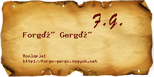 Forgó Gergő névjegykártya